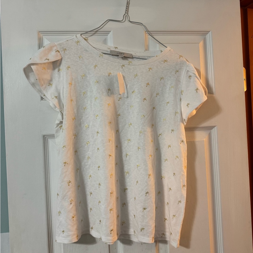 LOFT White Tee with Gold Accents